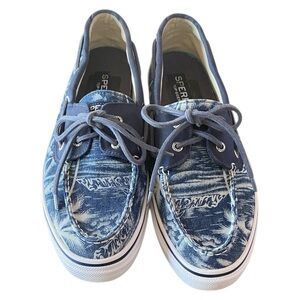 Sperry Blue & White Tropical Print Boat Shoes - New - Men’s 11